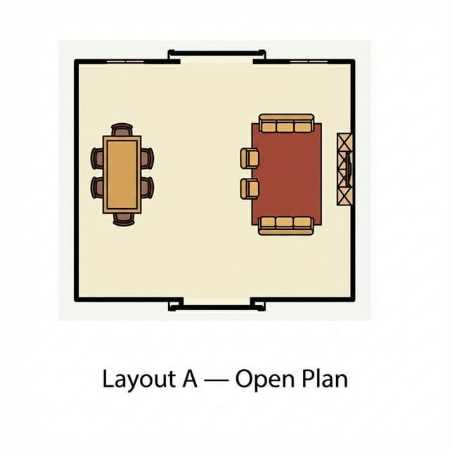 Open Plan floor plan for 20ft Container expandable granny flat