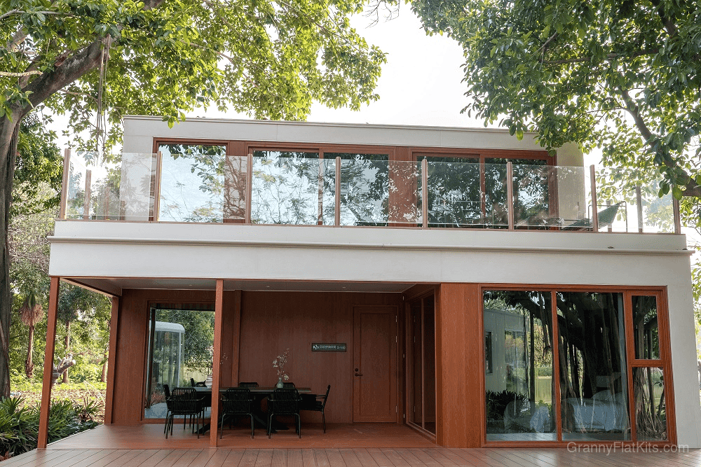 Flagship 3 bedroom modular home exterior overview showing four-module assembly