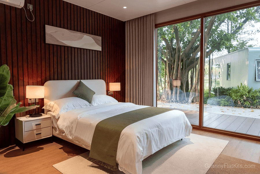 3 bed modular home exterior with outdoor balcony areas