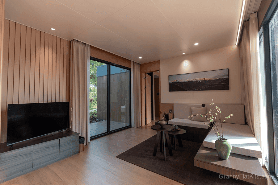 Dual-module granny flat kitchen and dining area