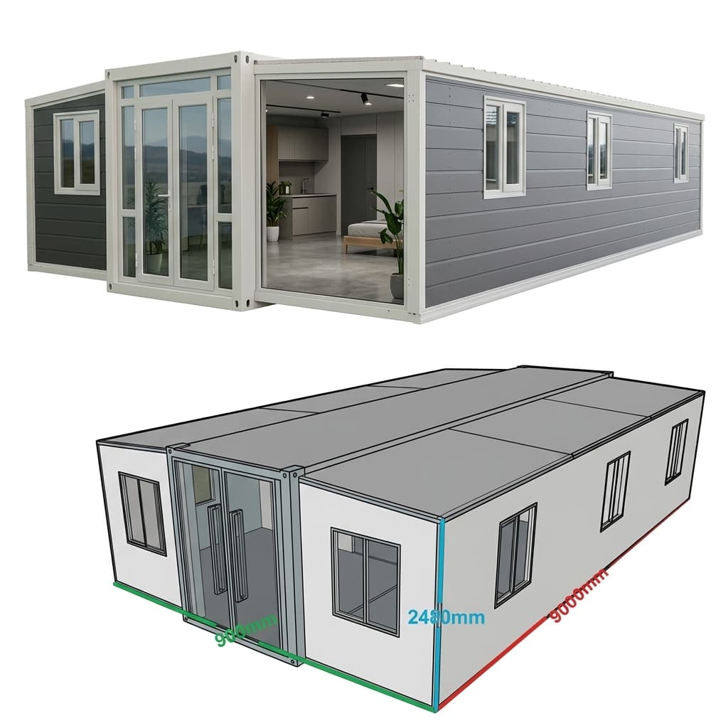 30FT Extended Container House Front