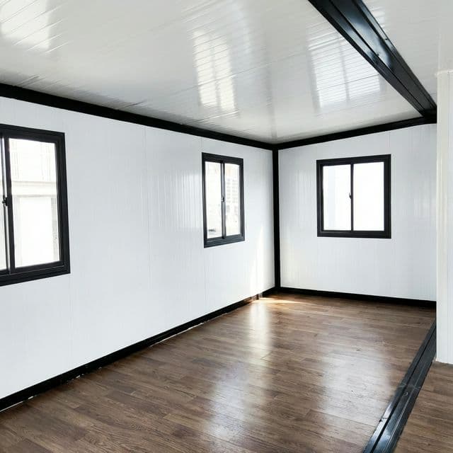 Interior of expandable granny flat with split-system air conditioning