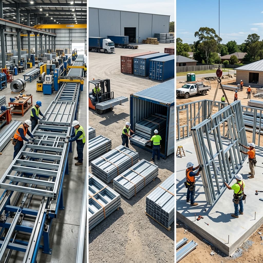 GFK Homes LGS factory assembly line