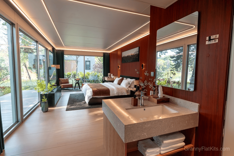 Modular granny flat interior living space